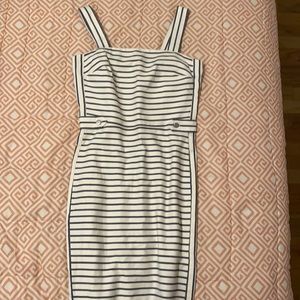 Navy and cream striped dress